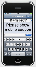 mobile coupon sms marketing on a cell phone